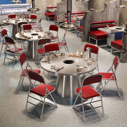 工业风不锈钢烤肉桌火锅桌子电磁炉一体韩式烤肉炭火烤肉