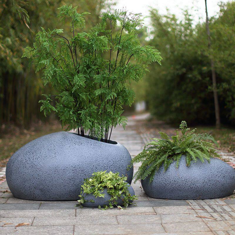 大型玻璃钢花盆鹅卵石组合户外异形盆栽创意大花瓶落地大号特大