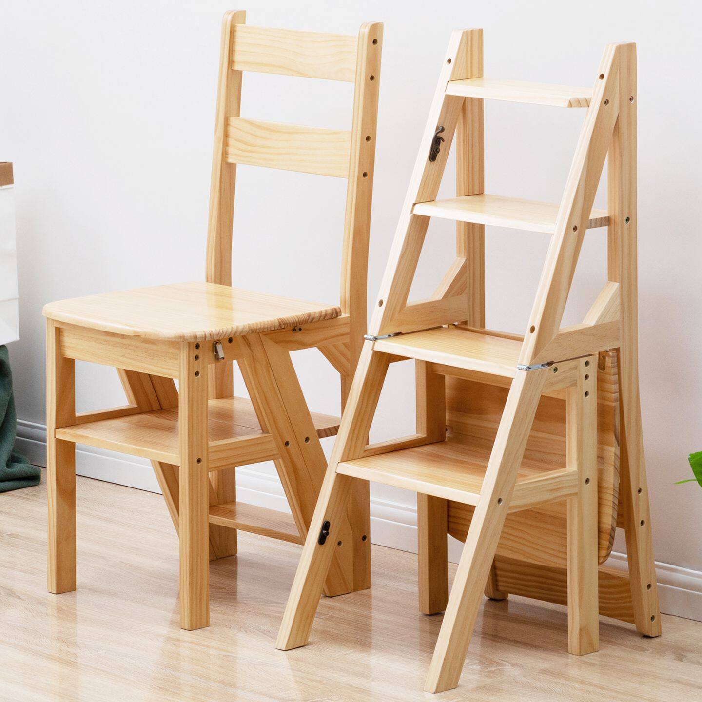 实木梯椅家用梯子椅子折叠伸缩两用梯凳室内登高人字梯楼梯多功能