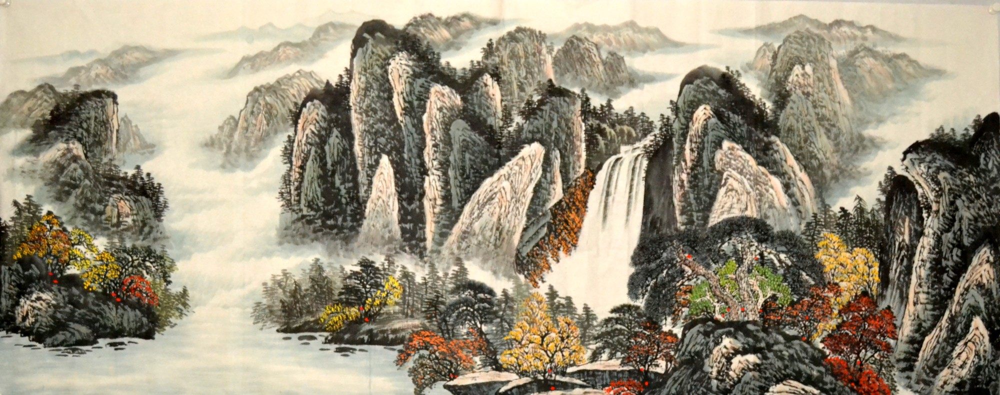 小八尺国画山水画字画无款秋景装饰书房淡雅手绘客厅风景横幅挂画