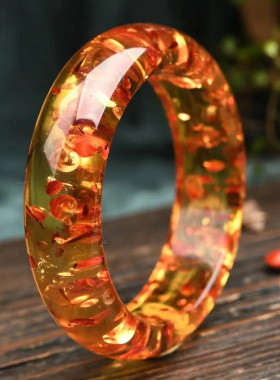 原创设计款花珀款蜜蜡手镯时尚百搭优雅高档民族风古风手镯