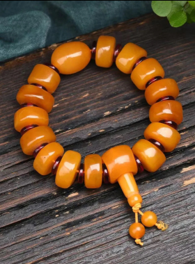 原创设计款老蜜蜡桶珠手串时尚百搭优雅高档民族风古风手串手持