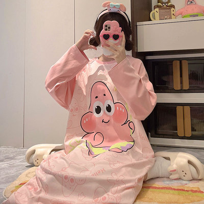 可爱睡衣女睡裙派大星春装连衣裙