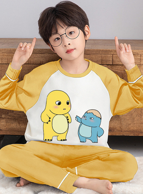小奶龙男童睡衣纯棉套装秋季儿童衣服全棉长袖新款家居服2025秋冬