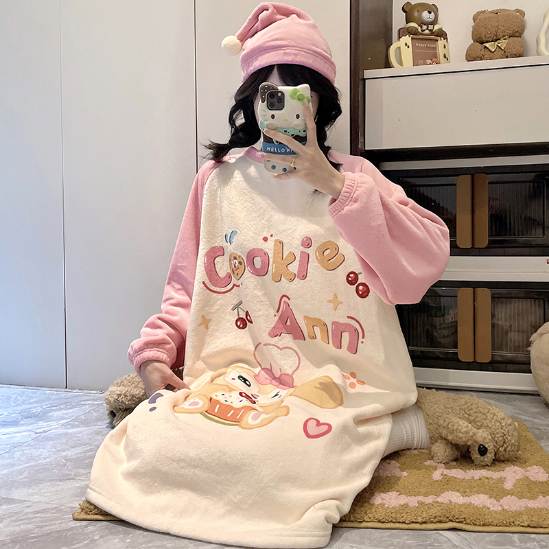 女童睡裙2025新款薄绒秋冬睡衣