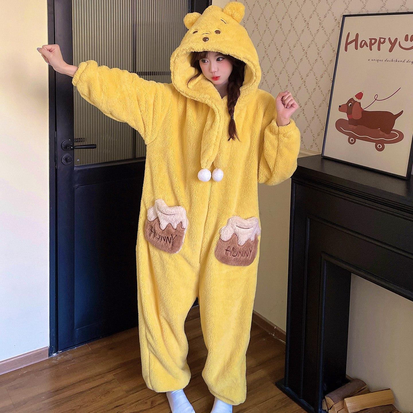 珊瑚绒睡衣连体女款加厚冬季睡袍