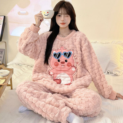 珊瑚绒睡衣女款秋冬季loopy露比