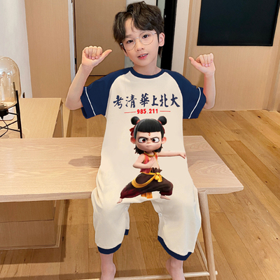 夏季儿童睡衣宝宝连体衣哪咤衣服