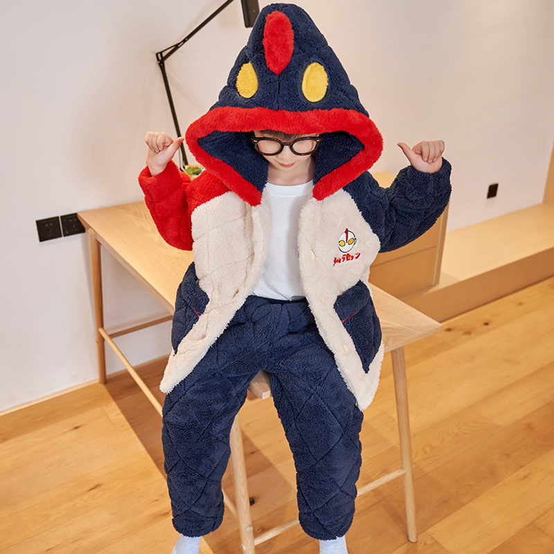2022新款儿童睡衣男孩冬加厚夹棉