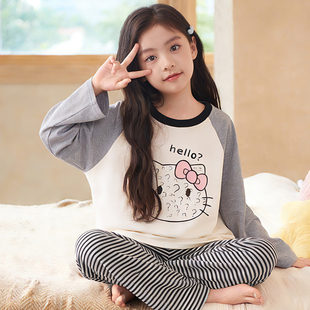 纯棉睡衣亲子装母女款2026春装HelloKitty衣服儿童家居服女童套装