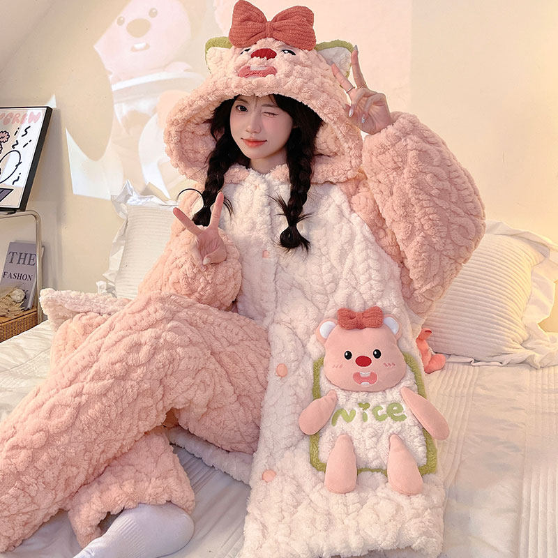 三层加厚夹棉睡衣秋冬款女loopy露比初中生家居服浴袍女冬季睡袍,女士内衣/男士内衣/家居服,睡袍/浴袍,淘宝优惠券,粉丝福利购,淘宝优惠卷