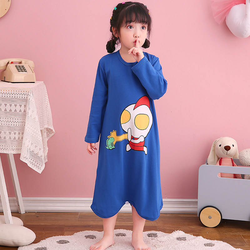 儿童连体睡衣春秋夏季可爱宝宝4-12岁长袖5哈衣6纯棉7女童家居服9