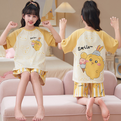 乌萨奇夏季纯棉女童家居服两件套