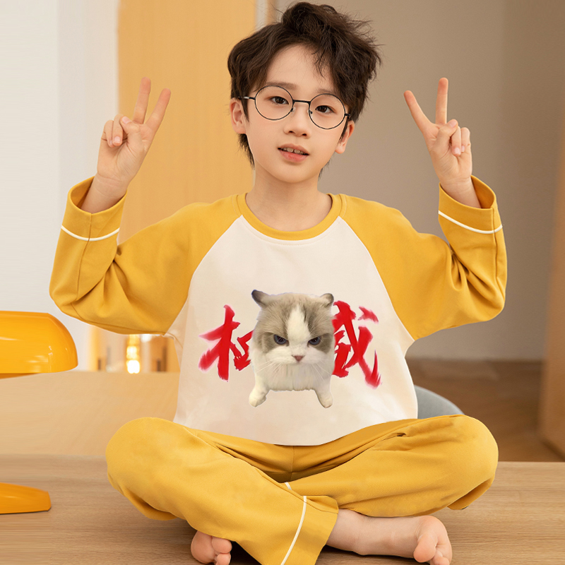 抽象睡衣男童2025新款青少年套装