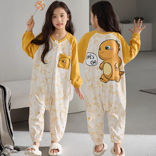连体睡衣儿童奶龙2026女童春装纯棉家居服12岁女孩防踢被宝宝睡袋
