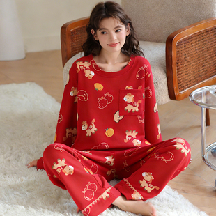 睡衣女可外穿冬新年战袍本命年马年衣服高级感家居服女款红色套装