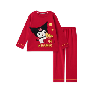 库洛米睡衣女童本命年套装圣诞2024新年战袍男童家居服儿童装龙年