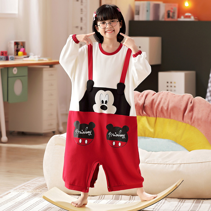 儿童连体睡衣女童秋季纯棉可爱女孩连体衣春秋长袖少女睡裙家居服