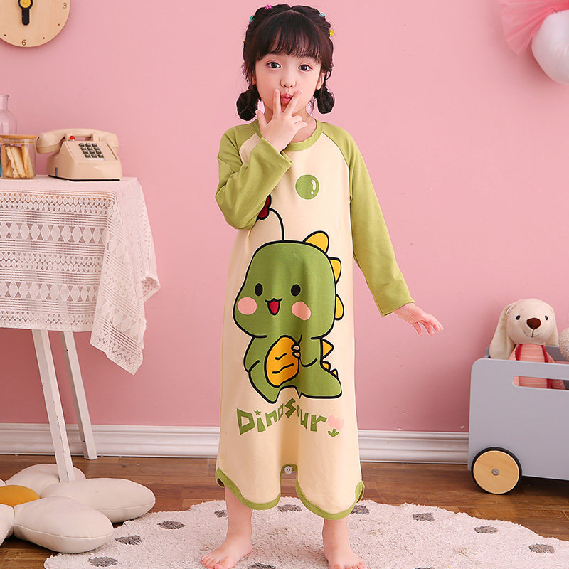 儿童连体衣女童春秋长袖纯棉连身睡衣可爱超萌中大童小女孩家居服