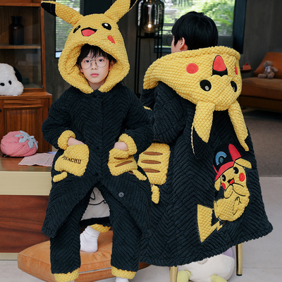 珊瑚绒睡衣男童青少年加绒家居服