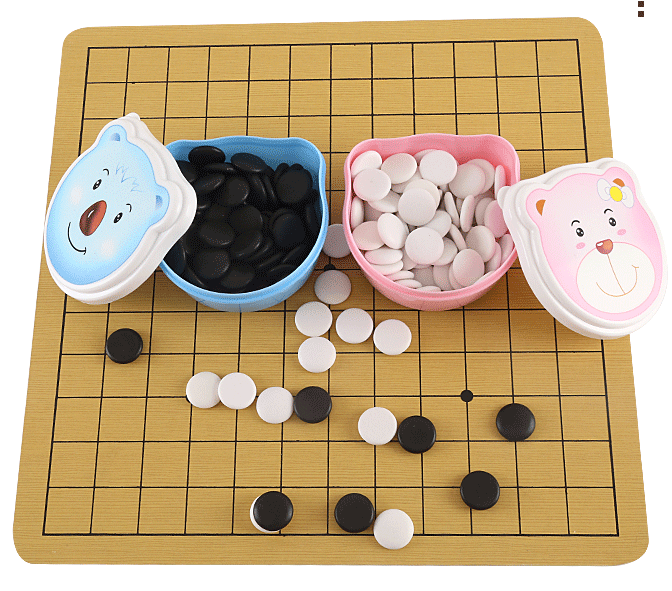 仿玉石卡通围棋棋子+皮革双面9路反面13路卡通棋盘 五子棋围棋盘