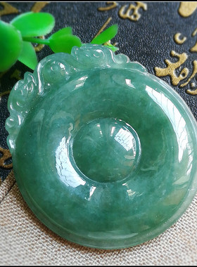 天然油青满绿毛衣链吊坠