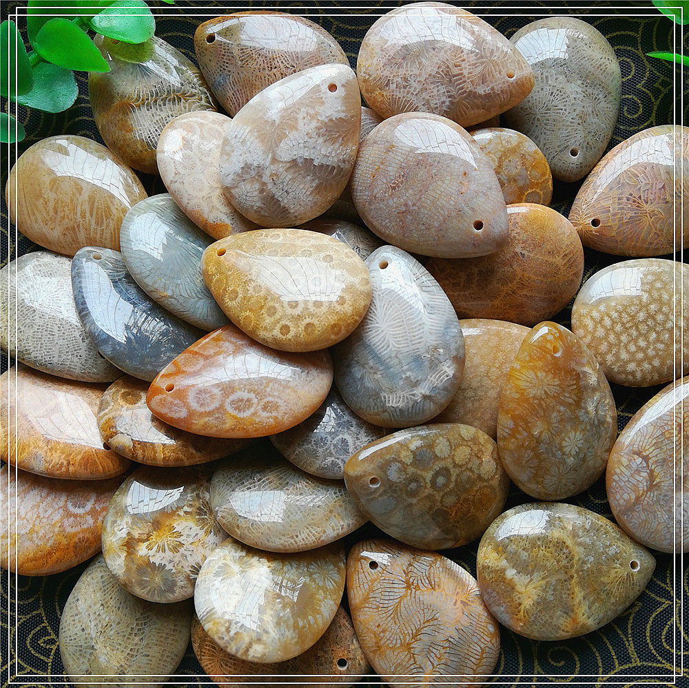 【特价】天然菊珊瑚玉菊花石吊坠挂坠玉化彩色珊瑚石水滴一物一图