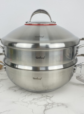 菲仕朗全新fosslang带蒸屉蒸锅18/10不锈钢材质28CM电磁炉通用