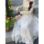 MOBAI默白 清仓6折 温柔蕾丝半身裙女高腰显瘦a字大摆仙气长裙