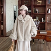 MOBAI默白 中古仿水貂毛环保皮草高级感宽松毛毛外套女 小暖貂