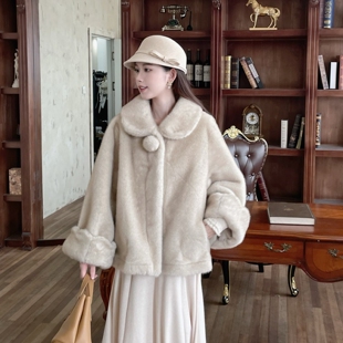MOBAI默白 中古仿水貂毛环保皮草高级感宽松毛毛外套女 小暖貂