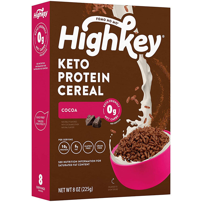 美国直邮HIGHKEY Keto巧克力蛋白质早餐无糖无麸质低碳水麦片225g