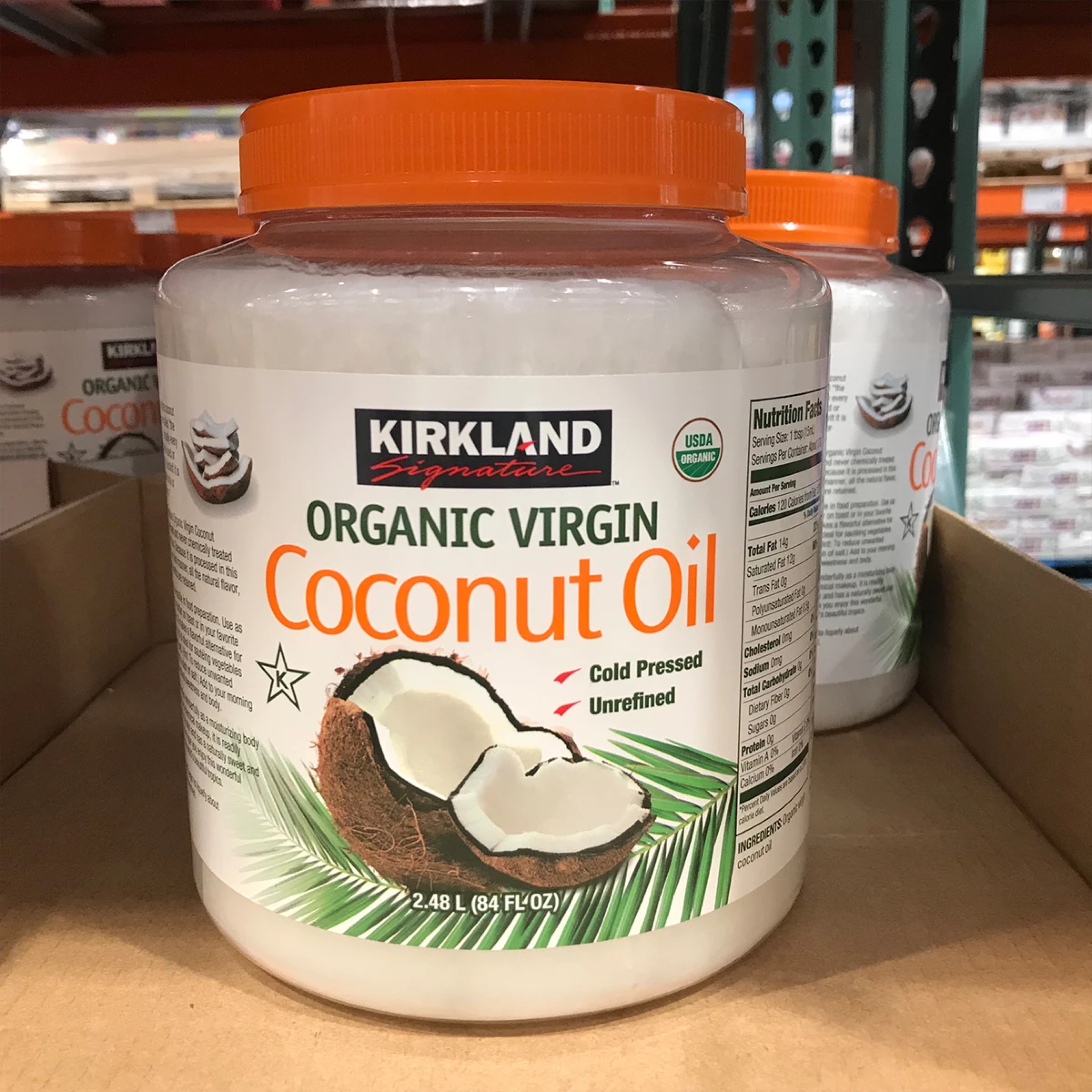 美国直邮 Kirkland/柯克兰天然冷榨初榨多用椰子油食用护发 2.48L