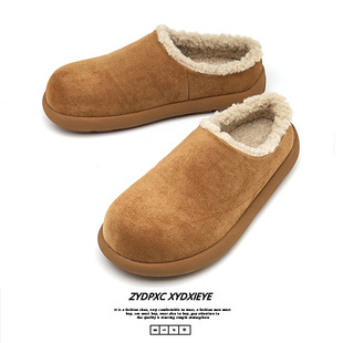 一脚蹬包头拖勃肯鞋男2024冬季新款保暖加绒棉拖鞋雪地靴24105-Q