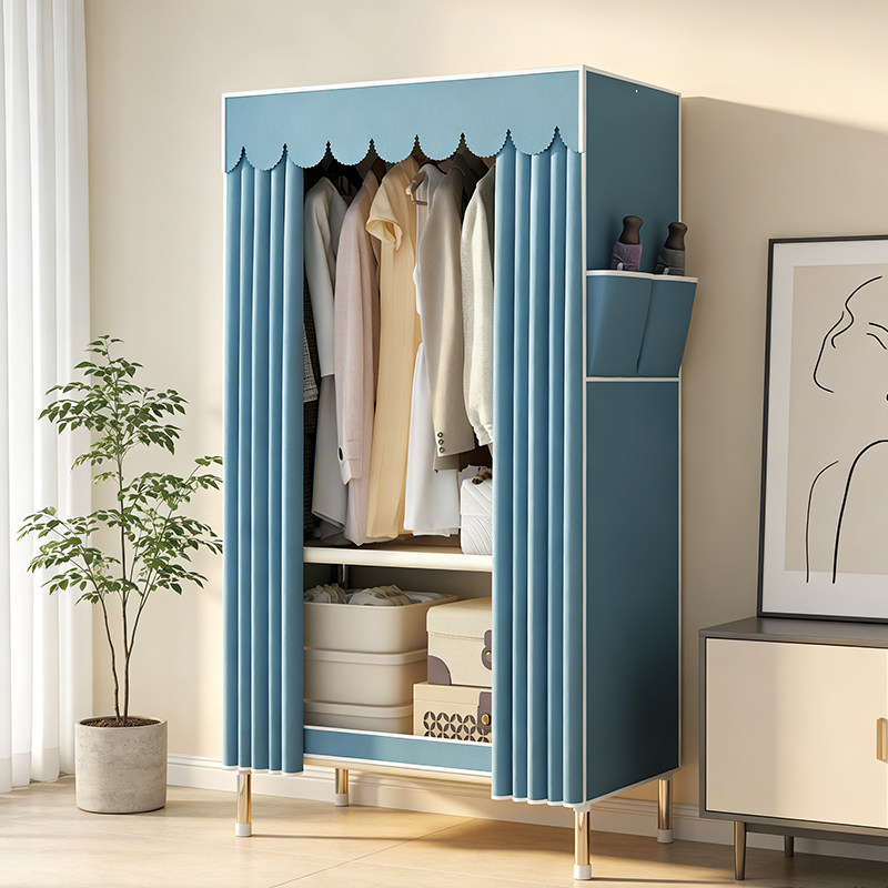 钢管加粗加固布衣柜现代简约组装衣橱家用卧室收纳柜出租房单人柜