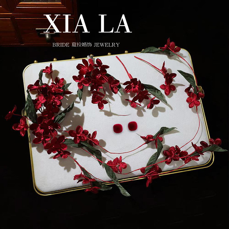 夏拉手工酒红布花晨袍森系藤蔓复古头饰发夹新娘结婚礼服仙气发饰,饰品/流行首饰/时尚饰品新,发饰,淘宝优惠券,粉丝福利购,淘宝优惠卷