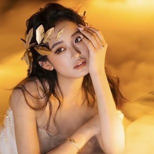 金色羽毛新娘头饰发箍动感造型饰品婚纱晚宴头饰写真配饰