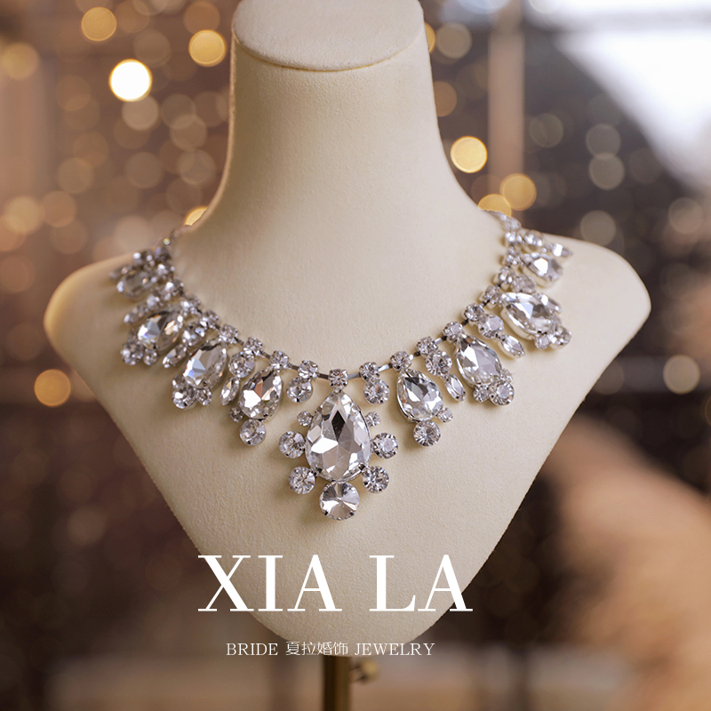 夏拉水钻水滴造型项链颈链