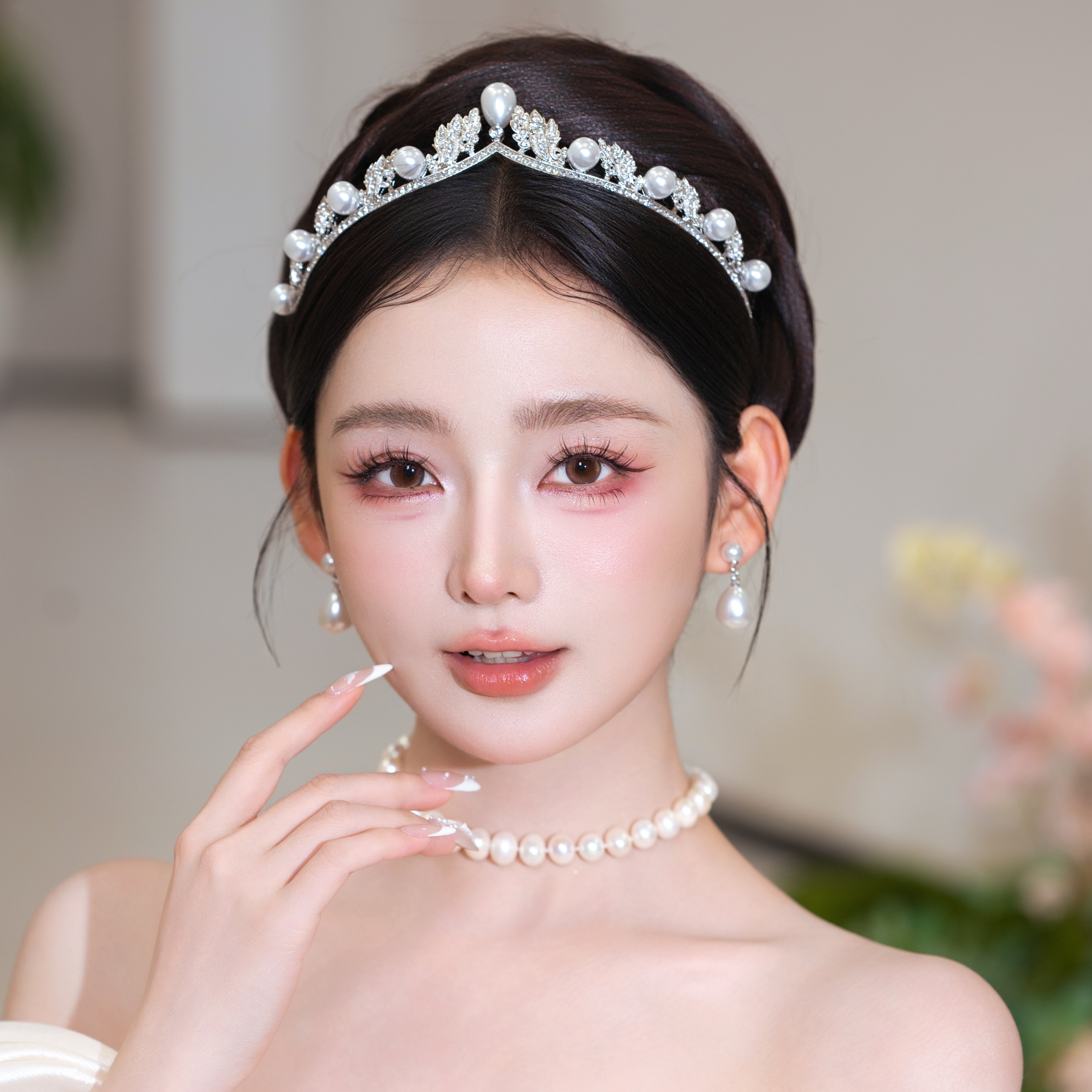 新款简约复古镶钻珍珠发箍影楼造型新娘头饰婚纱礼服配饰