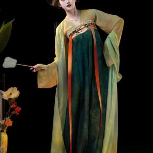 山迟【琴瑟】汉服女对襟唐制复原风绣花齐胸襦裙春夏透气套装新款