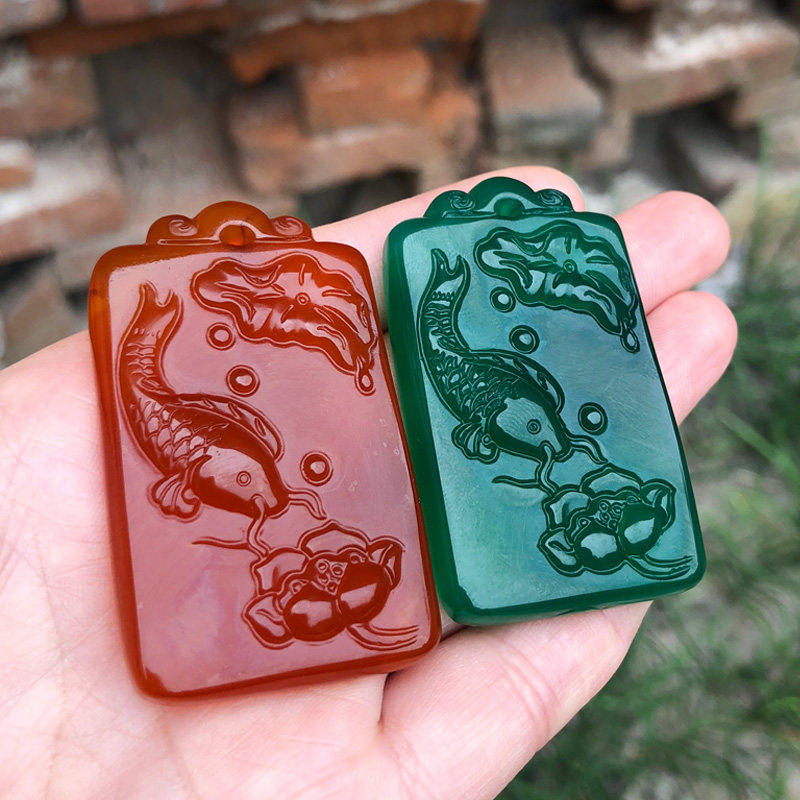 连年有余平安无事牌项链 玉髓玛瑙吊坠天然年年有余玛瑙缺水挂件,珠宝/钻石/翡翠,颈饰,淘宝优惠券,粉丝福利购,淘宝优惠卷