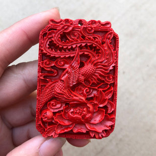 天然朱砂丹凤朝阳吊坠 男女款护身凤舞九天火凤凰朱雀增吉挂件