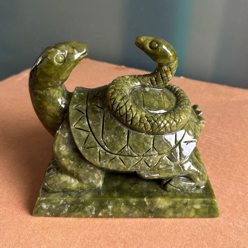 正宗黄青玉龙龟摆件 玄武神兽装饰品家居吉祥大摆北方四神蛇龙龟