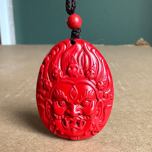 高含量朱砂黄财神吊坠 男女随身大黑天藏教天师钟馗挂件项链