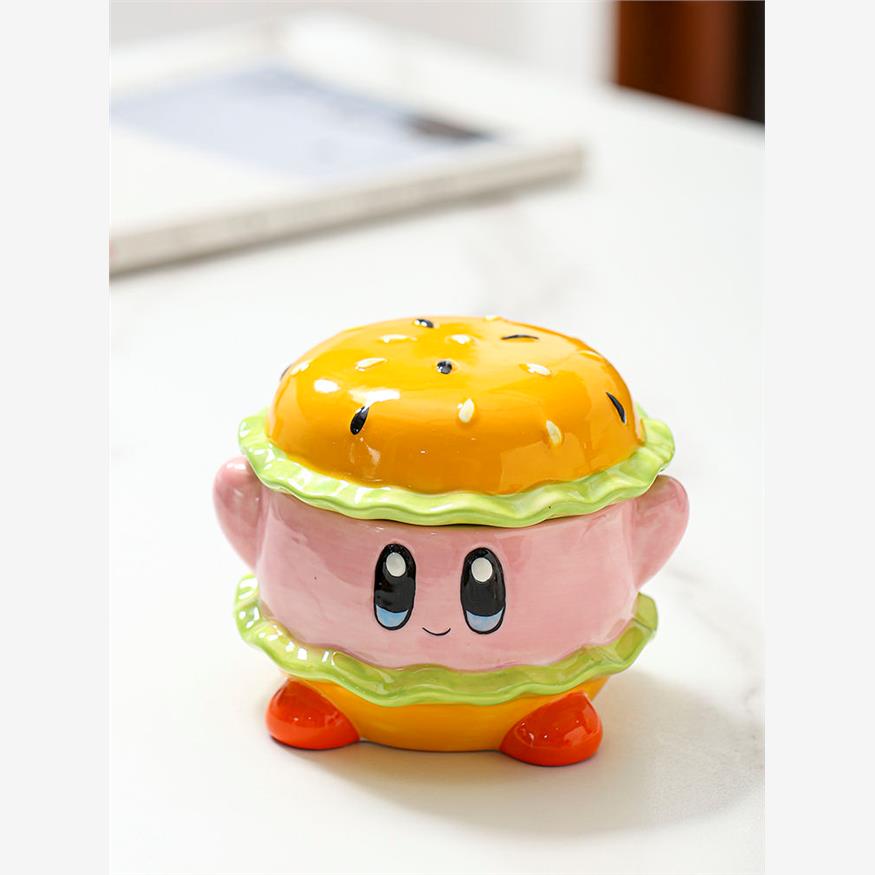 星之卡比陶瓷烟灰缸带盖收纳卡通