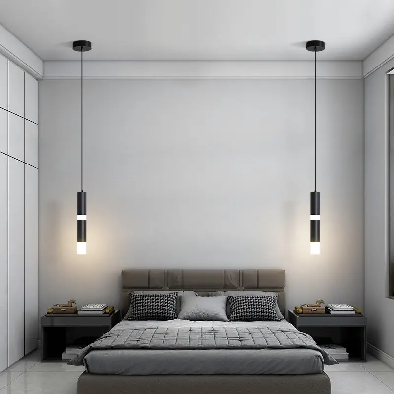 卧室床头柜小吊灯长线现代简约极简单头网红餐厅电视背景墙吊线灯
