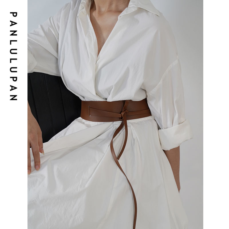 PANLULUPAN小众设计新款软牛皮女装腰带缠绕式系带腰封文艺束腰