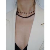 PANLULUPAN小众设计女士石榴石镀金项链简约时髦锁骨链百搭大方