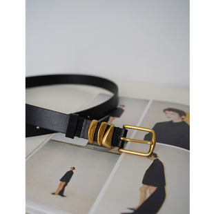 PANLULUPAN小众原创自制头层牛皮简约百搭时尚 纯色女皮带腰带腰封