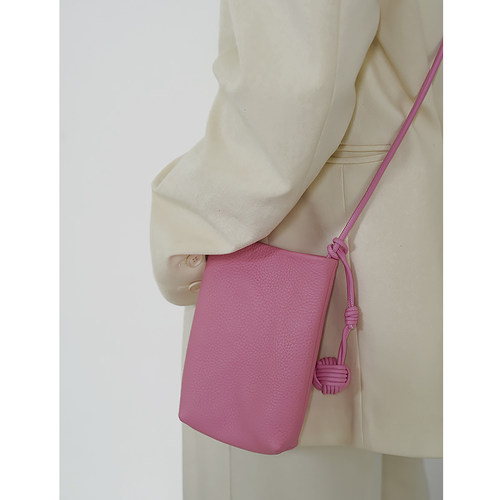 手机女包头层荔枝纹牛皮可爱mini